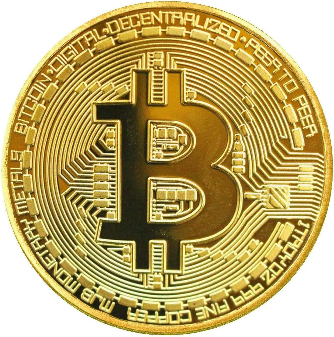 3 Pcs Physical Bitcoin Coin Gold Plated, 40Mm 3Mm Large Commemorative Crypto Collectible with Acrylic Display Case, Limited Edition BTC Token for Gift Home Desk Decor