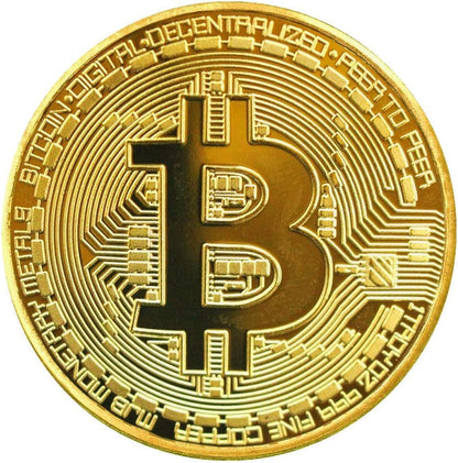 3 Pcs Physical Bitcoin Coin Gold Plated, 40Mm 3Mm Large Commemorative Crypto Collectible with Acrylic Display Case, Limited Edition BTC Token for Gift Home Desk Decor
