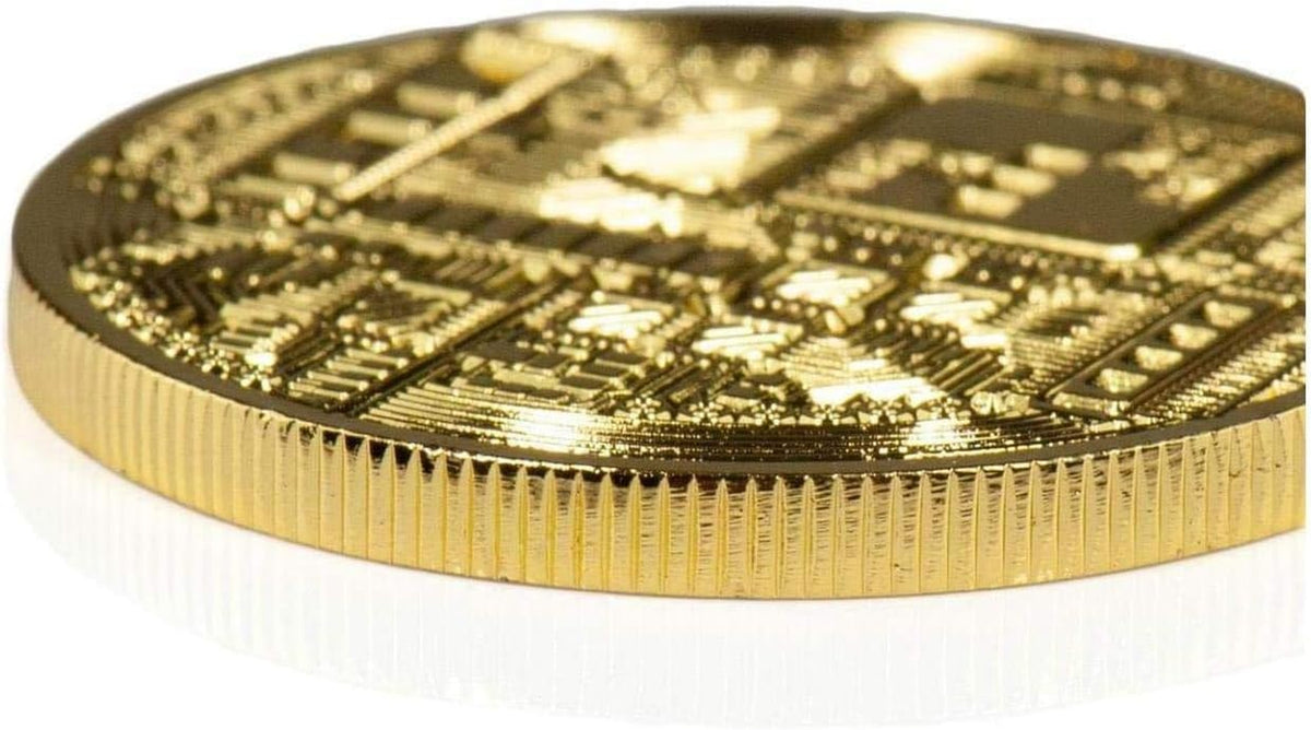 3 Pcs Physical Bitcoin Coin Gold Plated, 40Mm 3Mm Large Commemorative Crypto Collectible with Acrylic Display Case, Limited Edition BTC Token for Gift Home Desk Decor