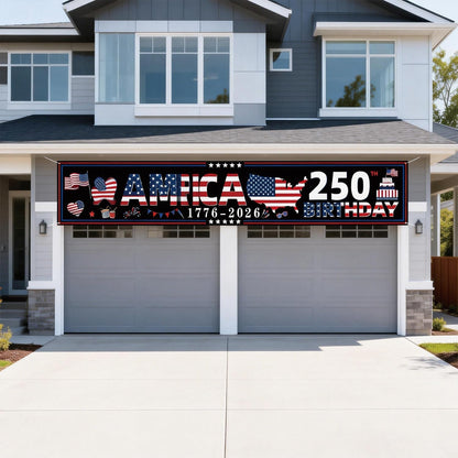 250 Anniversary USA Banner 118X20Inches Patriotic Decor for 250Th America Birthday 1776-2026 Party Supplies 4Th of July Decorations for Outdoor Indoor Home Yard Garden