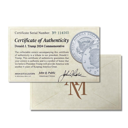 Donald Trump Silver Coin 2024 with Certificate of Authenticity, President Coin,