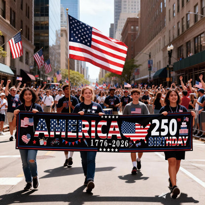 250 Anniversary USA Banner 118X20Inches Patriotic Decor for 250Th America Birthday 1776-2026 Party Supplies 4Th of July Decorations for Outdoor Indoor Home Yard Garden